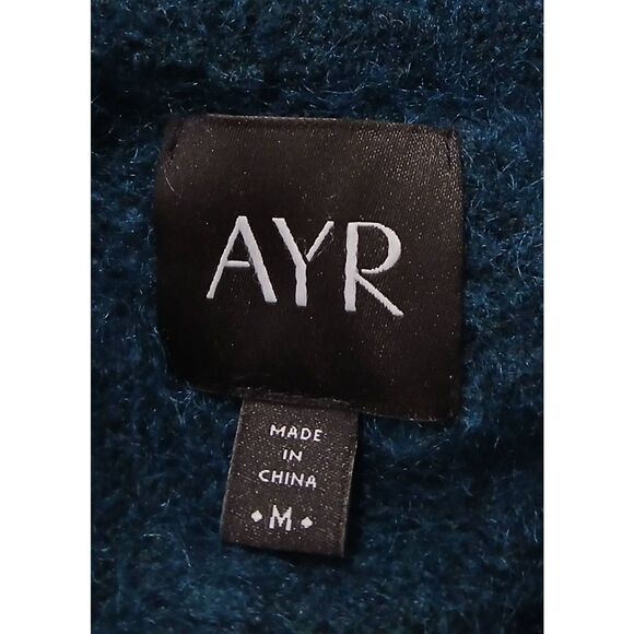Ayr womens medium WOOL SUPERKID MOHAIR sweater turquoise blue pullover slouchy - Picture 7 of 9